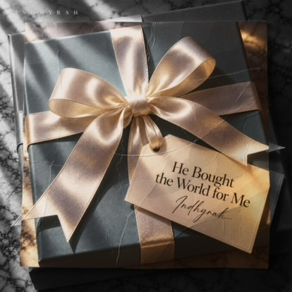 He Bought the World for Me single cover — a gift box tied with a satin ribbon and a handwritten tag